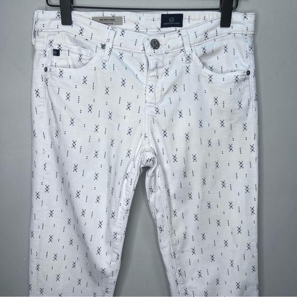 AG Adriano Goldschmied Stilt Cigarette Crop Jean Mosaic Print Optic White  Sz 27 - Picture 5 of 16